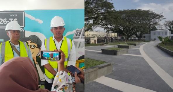 Kepala Dinas Perumahan, Kawasan Permukiman, Cipta Karya, dan Tata Ruang Kota Medan Alexander Sinulingga saat memberikan keterangan pers terkait progres revitalisasi Stadion Teladan.