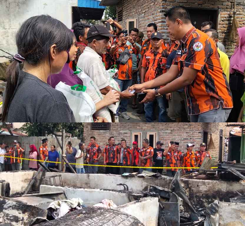 PP Medan Denao salurkan bantuan 30 goni dan uang penali asih sebagai bentuk kepedulian sosial kepada warga yang rumahnya terbakar, Rabu (12/11/2025) pagi.